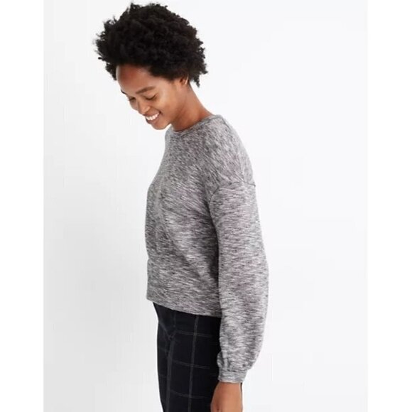Madewell Textured Crewneck Sweatshirt Marled Gray XXS - Picture 2 of 7